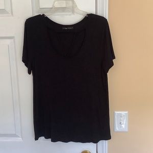 Black Tee with Cutout Neck